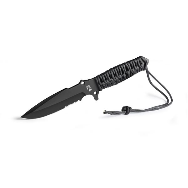 Survival nůž TB Outdoor Maraudeur, PARACORD 550 ®, Kombinovaná čepel, Kydex – Black 