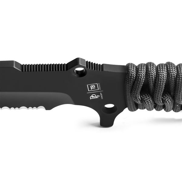 Survival nůž TB Outdoor Maraudeur, PARACORD 550 ®, Kombinovaná čepel, Kydex – Black 