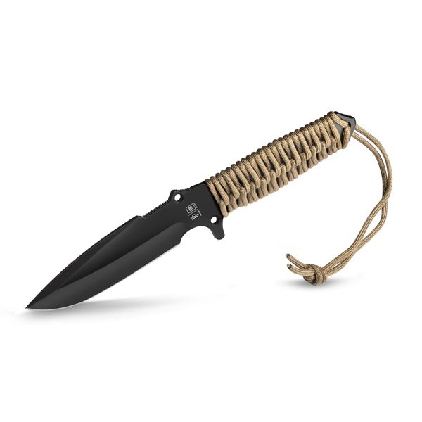 Survival nůž TB Outdoor Maraudeur, PARACORD 550 ®, Hladké ostří, Kydex – Coyote brown