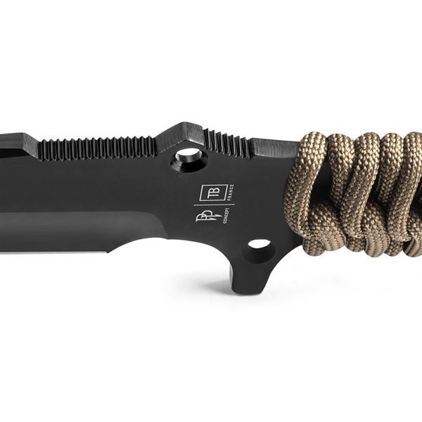 Survival nůž TB Outdoor Maraudeur, PARACORD 550 ®, Hladké ostří, Kydex – Coyote brown