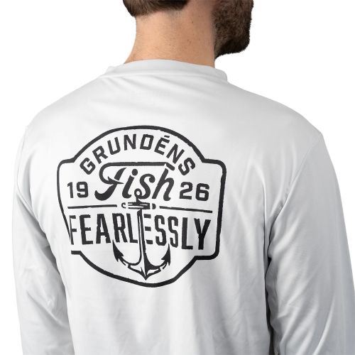 Funkční UV triko Grundéns Fish Fearlessly LS Tech Tee Grey Mist  M